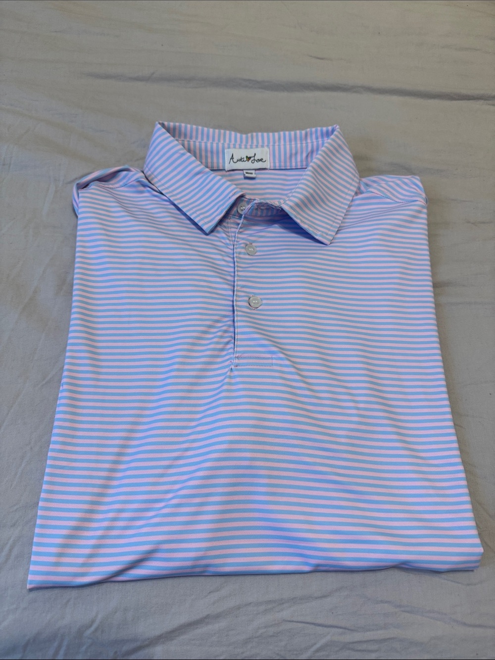 Men's Striped Polo Shirt - Light Blue & Pink